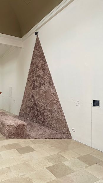 ポーランド館に元々設置されていた監視カメラが、展示の一部として意図的に露出され、死角を示している。