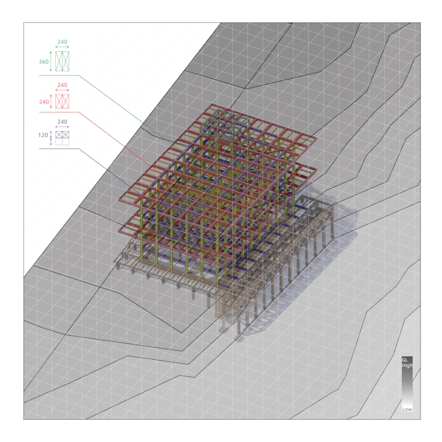 木造立体格子システムのアイソメ図