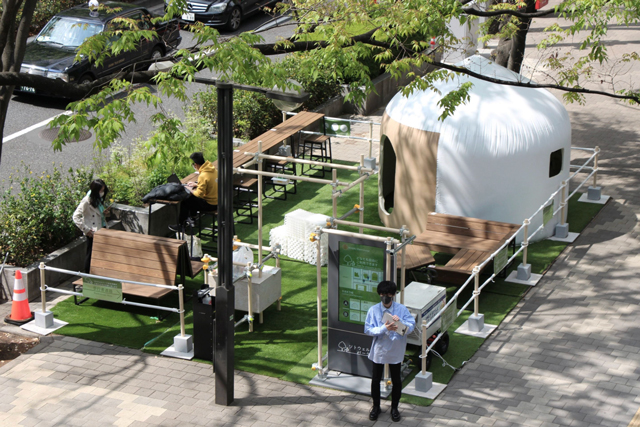 西新宿スマートシティ協議会の「ソトウェルパーク実証企画」屋外オフィススペースの計画。